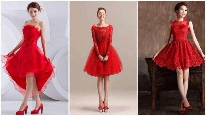 Krótkie czerwone suknie ślubne 