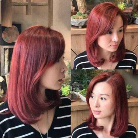 Rambut Sebahu Merah untuk Bentuk Wajah Persegi