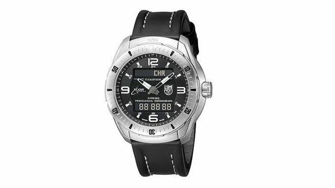 Luminox Sxc masculino: xcor Pilot Pro Titanium Swiss Quartz Aviator Watch com pulseira de couro de bezerro, preto, 23 (modelo 5241)