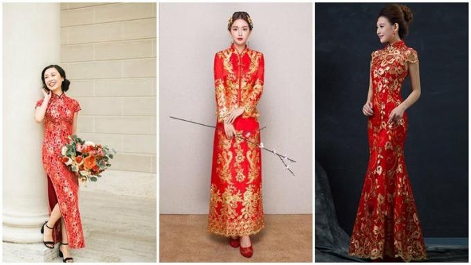 Vestido de novia chino rojo 