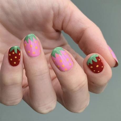 Söpö Strawberry Art Nail Ideat Stephstonenails