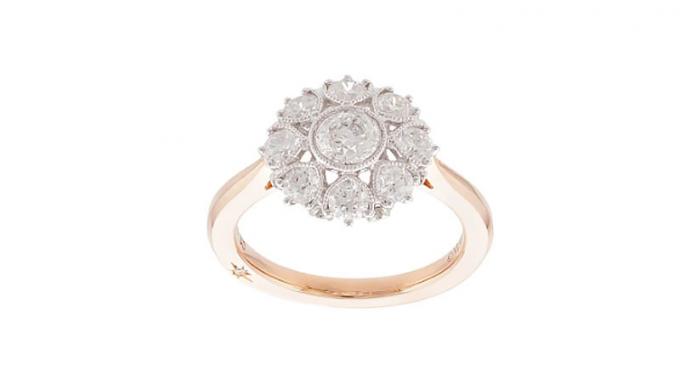 Kvetinový diamantový prsteň z 18kt ružového zlata