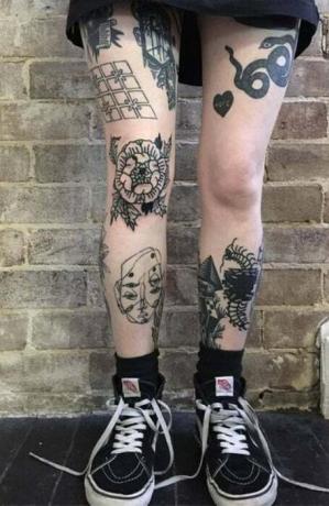 Jalkojen patchwork tatuoinnit