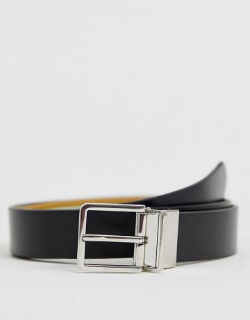 حزام بول سميث الكلاسيكي المقلم ذو الوجهين بألوان متعددة: أسود