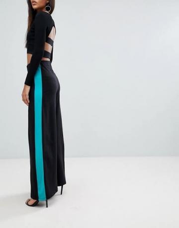 Dizajnové široké nohavice Asos Design s kontrastným bočným pruhom