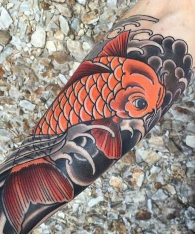 Tradičné japonské tetovanie rýb Koi