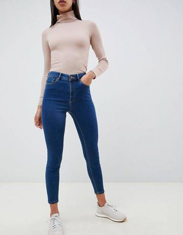 Asos Design Ridley High Waisted Skinny Jeans In Flat Blue Wash $35.00 무료 배송 및 반품* Color Lizzie 사이즈 가이드 장바구니에 담기