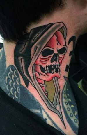 Tetovanie na krk Grim Reaper