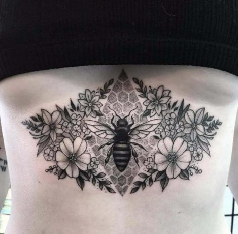 Bee Underboob Tattoo