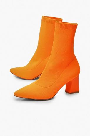 Örme Düşük Blok Topuk Çorap Çizme