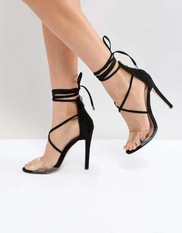 Sandale Publice Desire Aster Black Clear Strappy