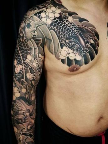 Tetovanie na rukáve Koi