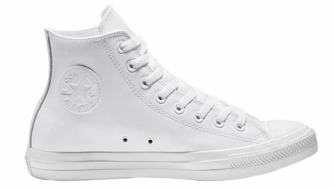 Converse Chuck Taylor All Star Hi თეთრი ტყავის მონოქრომული სპორტული ფეხსაცმელი