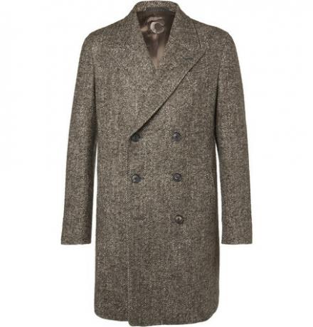 პეპელა Slim-Fit Double-Breasted Herringbone Wool-Blend Coat