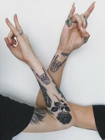 Rock and Roll Skeleton Ručné tetovanie 