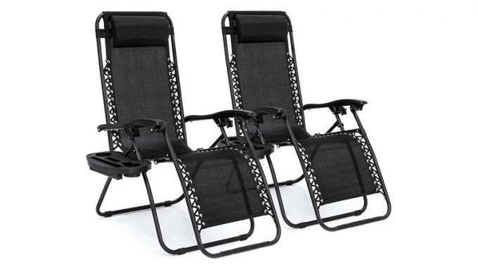 Best Choice Products Juego de 2 sillones reclinables de malla de acero ajustable de gravedad cero