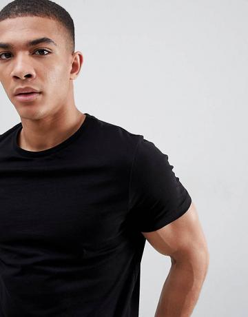 Tričko Asos Design s výstrihom na krk v čiernej farbe