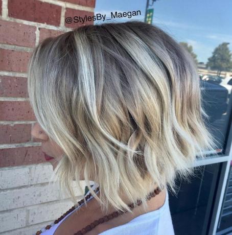 Razored Blonde Bob with Shadow Roots