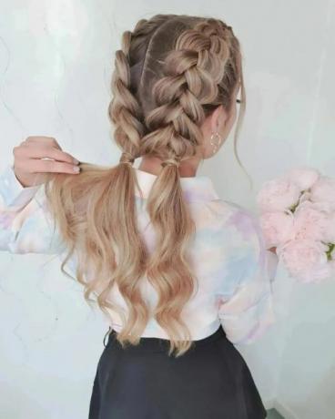 Under French Braids into Pigtails