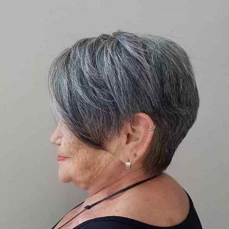 Kort och lite underhållsfri grå Pixie Bob med sidofransar för seniorer