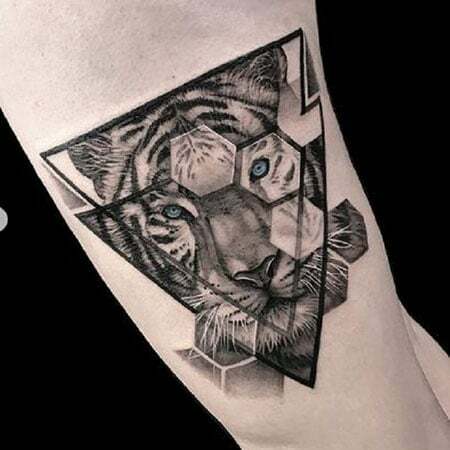 Geometrické tetovanie tigra 4