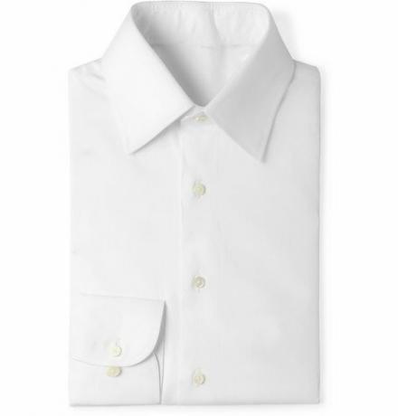 Camisa justa branca de sarja de algodão
