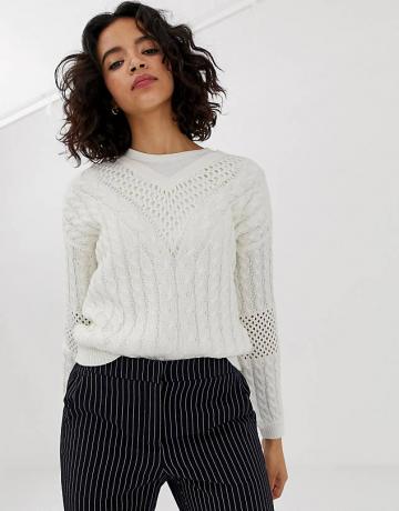 Vero Moda V Neck lehký kabelový pletený svetr