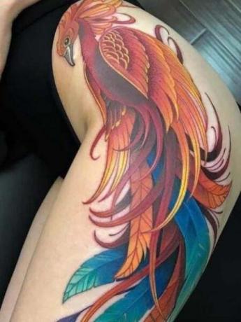 Phoenix Leg Tattoo 2