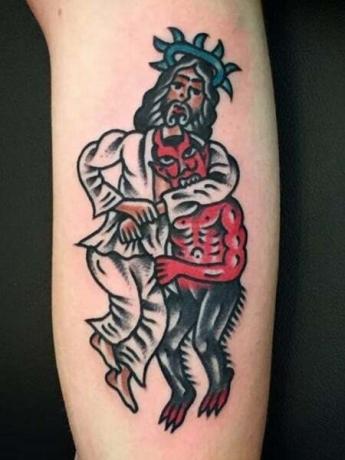 Tatuaggio di Gesù e del diavolo1