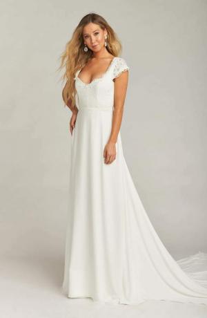 Visa mig din Mumu Chantel Lace Bodice Cap Sleeve Wedding Dress