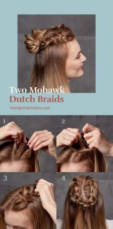 Mohawk Dutch Braids into a Bun Hair Tutorial