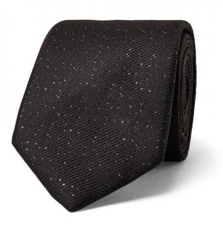 Cravatta in twill di misto seta e seta metallizzata da 7 cm
