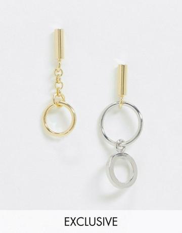 Designb Exclusive Earring Pack with Asymmetric Hoop Charms In Multi