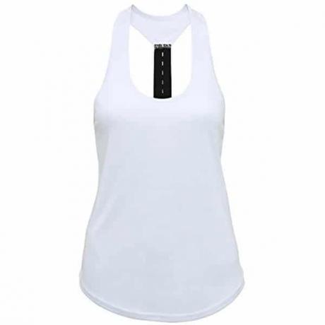 (UK8 - X -mazs, balts) - Sieviešu fitnesa tvertnes augšējā skriešanas veste Dāmas Active Wear Gym bez piedurknēm sporta krekls