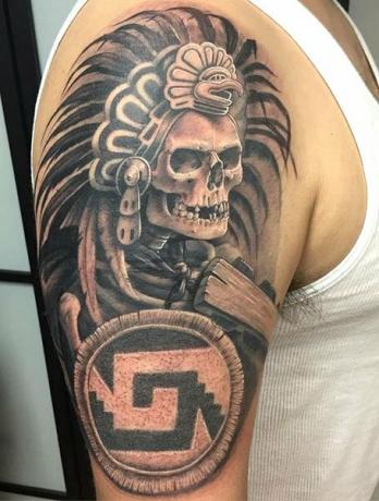 Tetovanie aztéckeho boha smrti