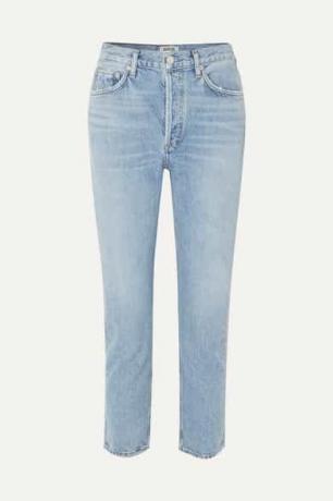 מכנסי ג'ינס רגליים יוקרתיים של Agolde Riley קצוצים אורגניים בעלי קומות גבוהות