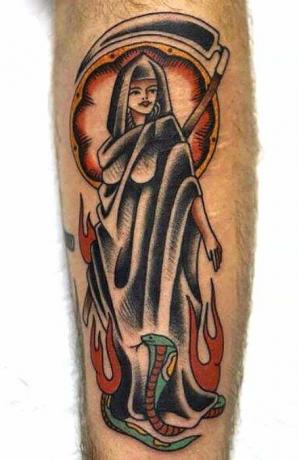Ženské tetovanie Grim Reaper