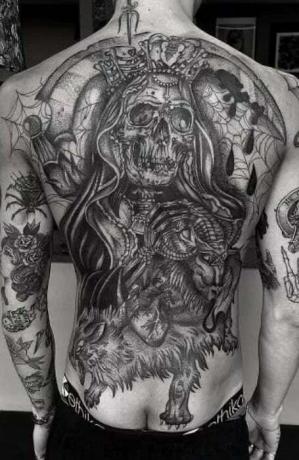 Tetovanie na chrbát Grim Reaper