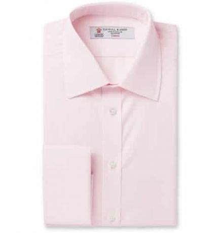 Camisa de algodão com punho duplo rosa