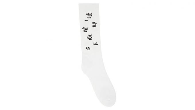 Білі ламані шкарпетки з логотипом