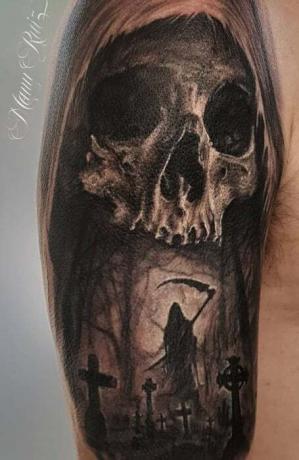 Grim Reaper Graveyard Tattoo