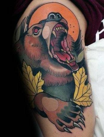 Νέο παραδοσιακό τατουάζ αρκούδας1