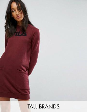 Fila Tall – Übergroßes Pulloverkleid mit Logo und Taschendetail