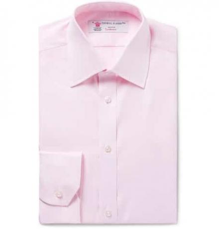 Rosa Slim-Fit bomullsskjorte med fiskebein