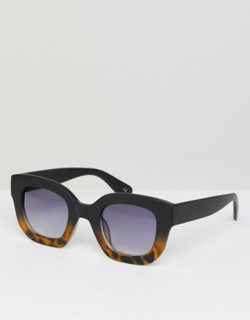 Asos Chunky hranaté slnečné okuliare s mačacím okom s čiernym vyblednutým rámom