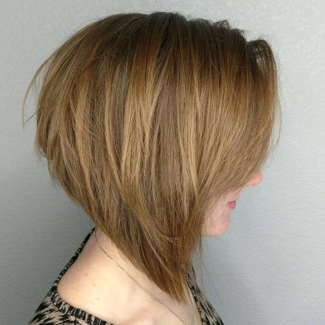 Angled Honey Blonde Bob with Layers