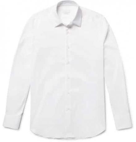 Hvid Slim-Fit Stretch Cotton-Blend Shirt