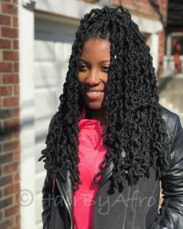 Faux locs made on marley hair