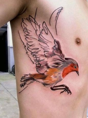 Tatuaż żebra ptaka