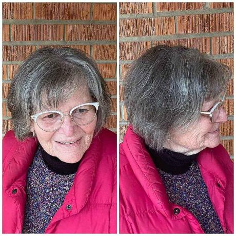 Grey Bob with Layers and Bangs for kvinner passerte 70